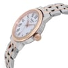 An image of a Wristwatch by Tissot. This Pre Owned item is designed for Women, featuring a Casual style. It has a Quartz movement and an Analog display with a White dial color. The indices include 12-Hour Dial,Roman Numerals. The band is made of Stainless Steel and the case is made of Rose Gold Plated,Stainless Steel. The watch has a Round shape with a case size of 28 mm and a case thickness of 8 mm.