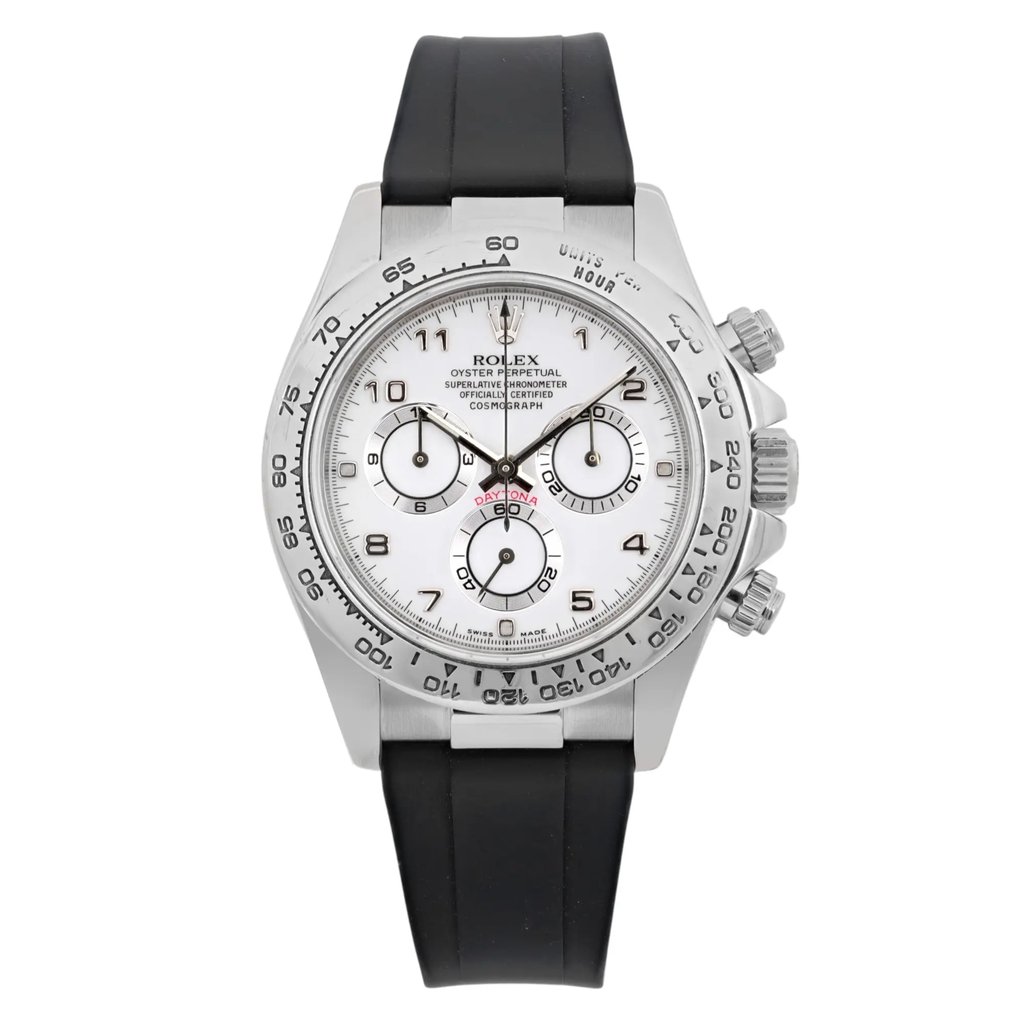 Front Full View Of Rolex 116519 White Gold Watch Pre Owned Condition {Product Condition}