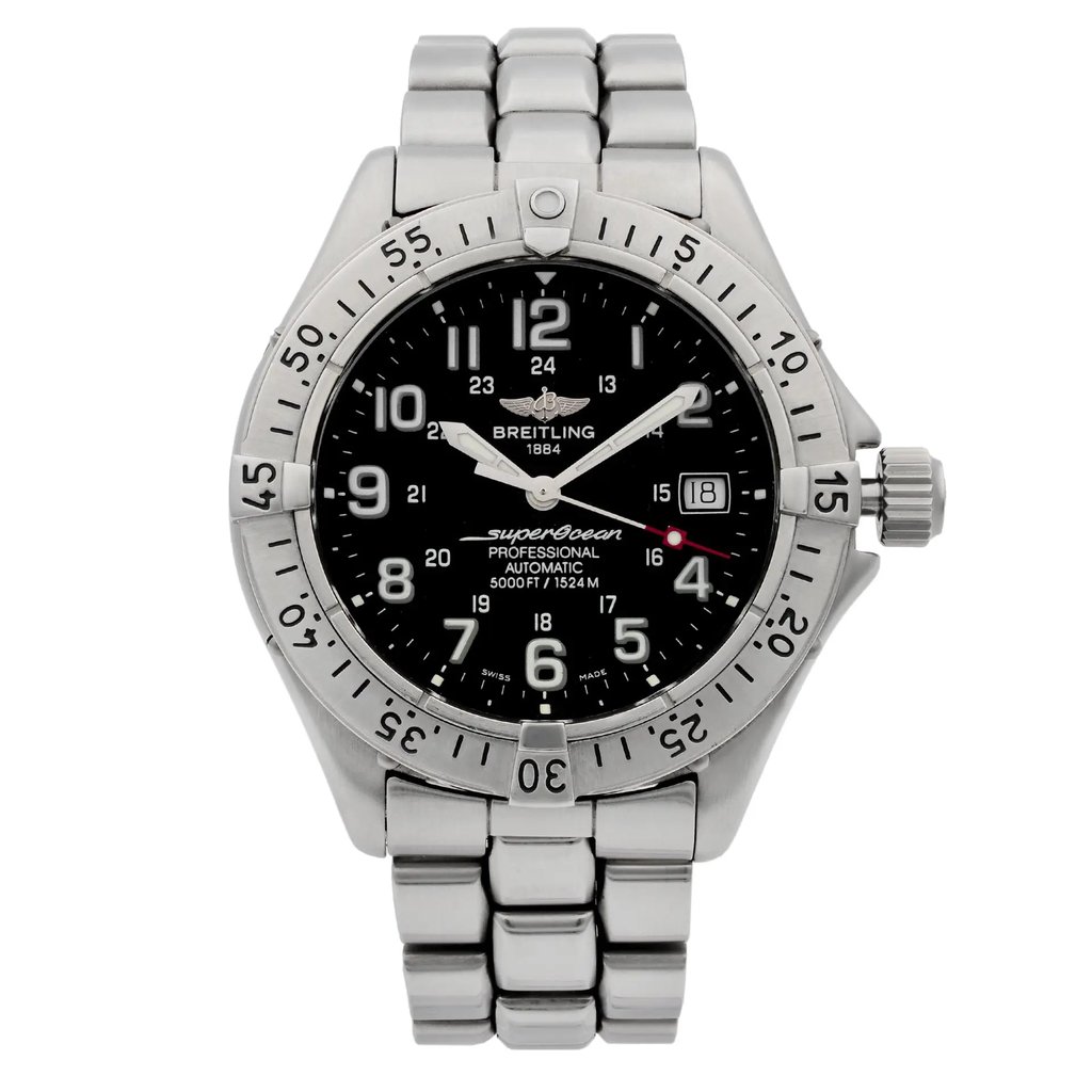 Front Full View Of Breitling A17345 Stainless Steel Watch Unworn Condition {Product Condition}