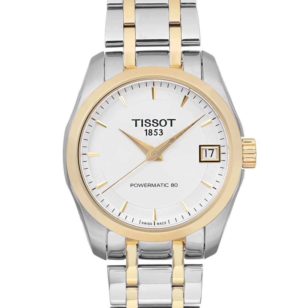Up Close Front Facing Picture Of Tissot T035.207.22.031.00 Stainless Steel Watch Display Model Condition