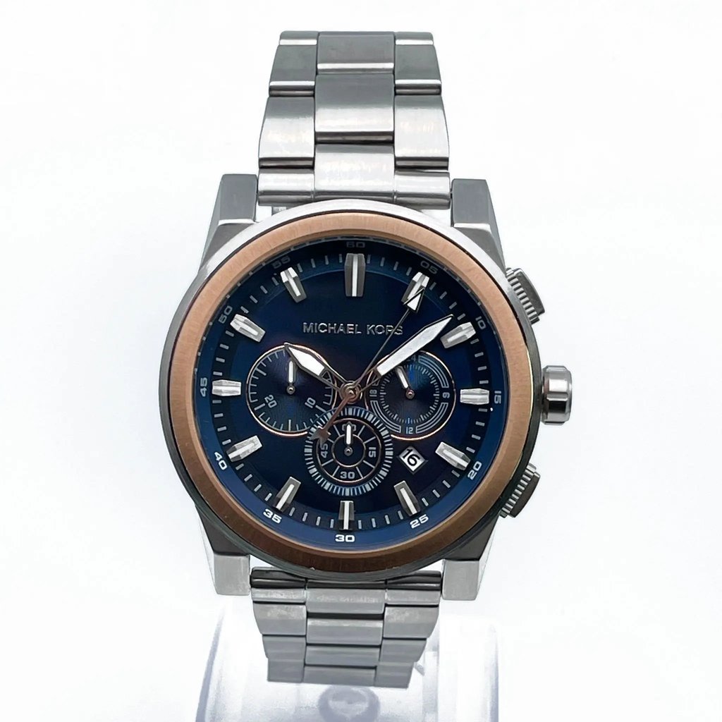 Front Full View Of Michael Kors MK8598 Stainless Steel Watch New With Defects Condition {Product Condition}