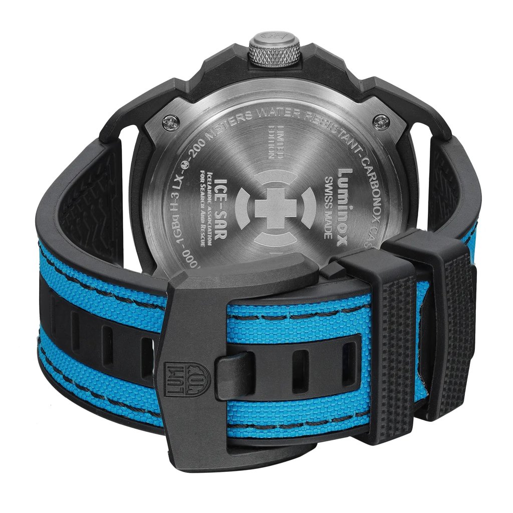 Back View Of Screwback Back Case And Closed Rubber Band Of Luminox XL.1003.SAR Watch New With Defects Condition