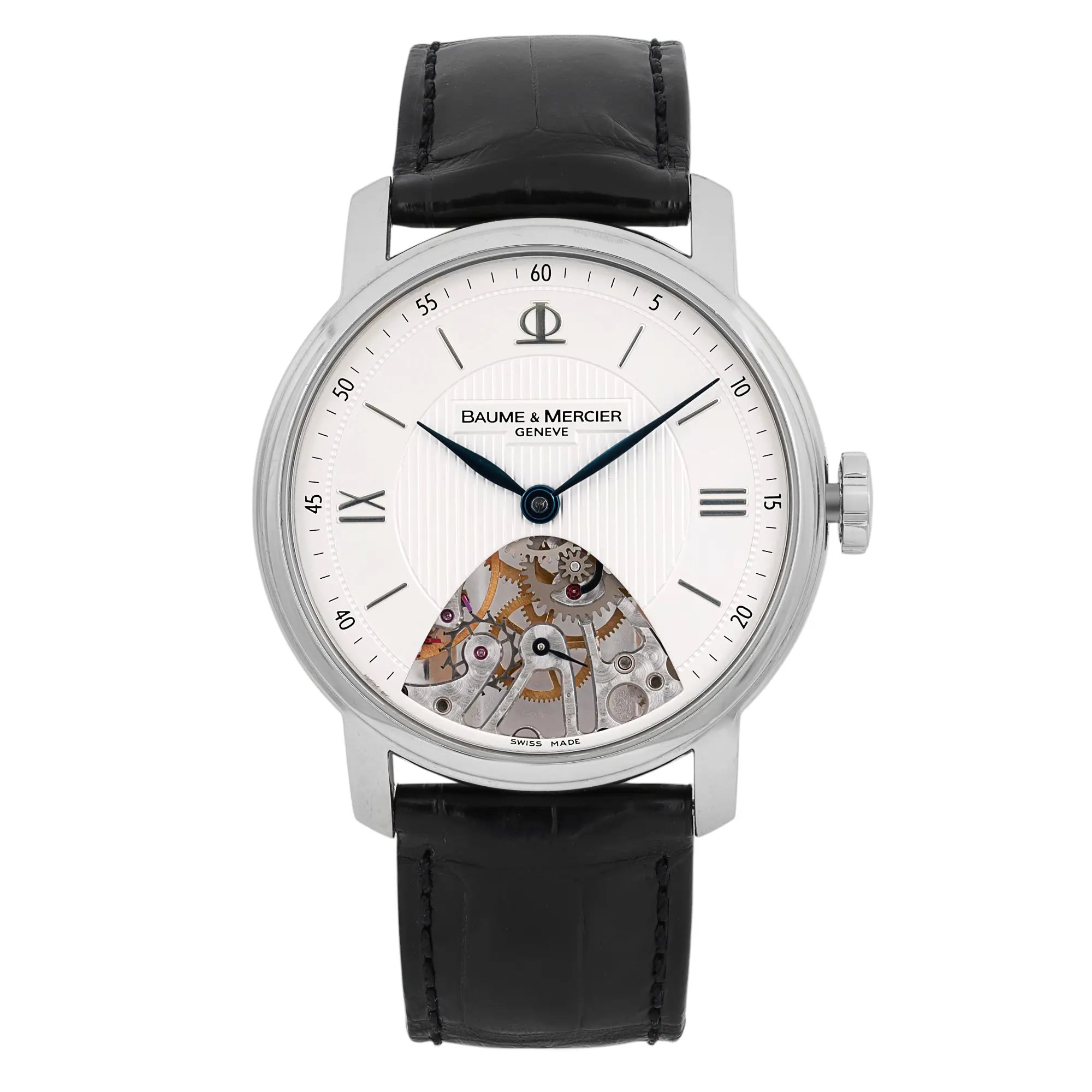 Front Full View Of Baume & Mercier 8786 Stainless Steel Watch Pre Owned Condition Good