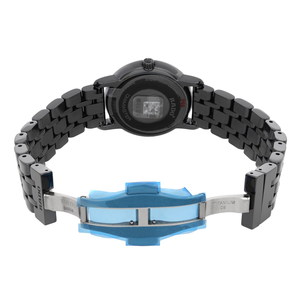 Back View Of Snap Back Case And Open Ceramic Band Of Rado R14063727 Watch Unworn Condition