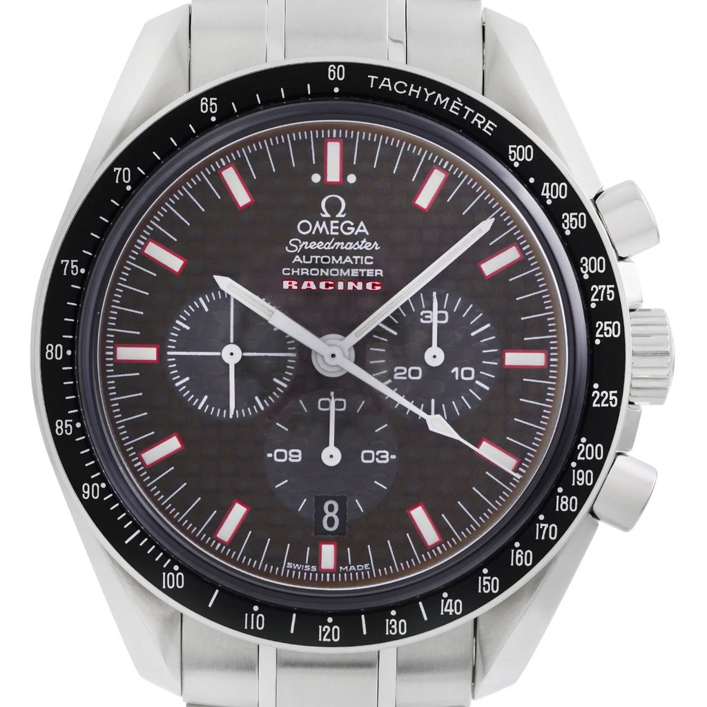 Up Close Front Facing Picture Of OMEGA 3552.59.00 Stainless Steel Watch Pre Owned Condition