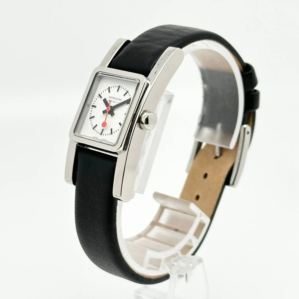 View Of Crown Facing Side Of Mondaine A666.30325.11SBB Stainless Steel Watch Pre Owned Condition