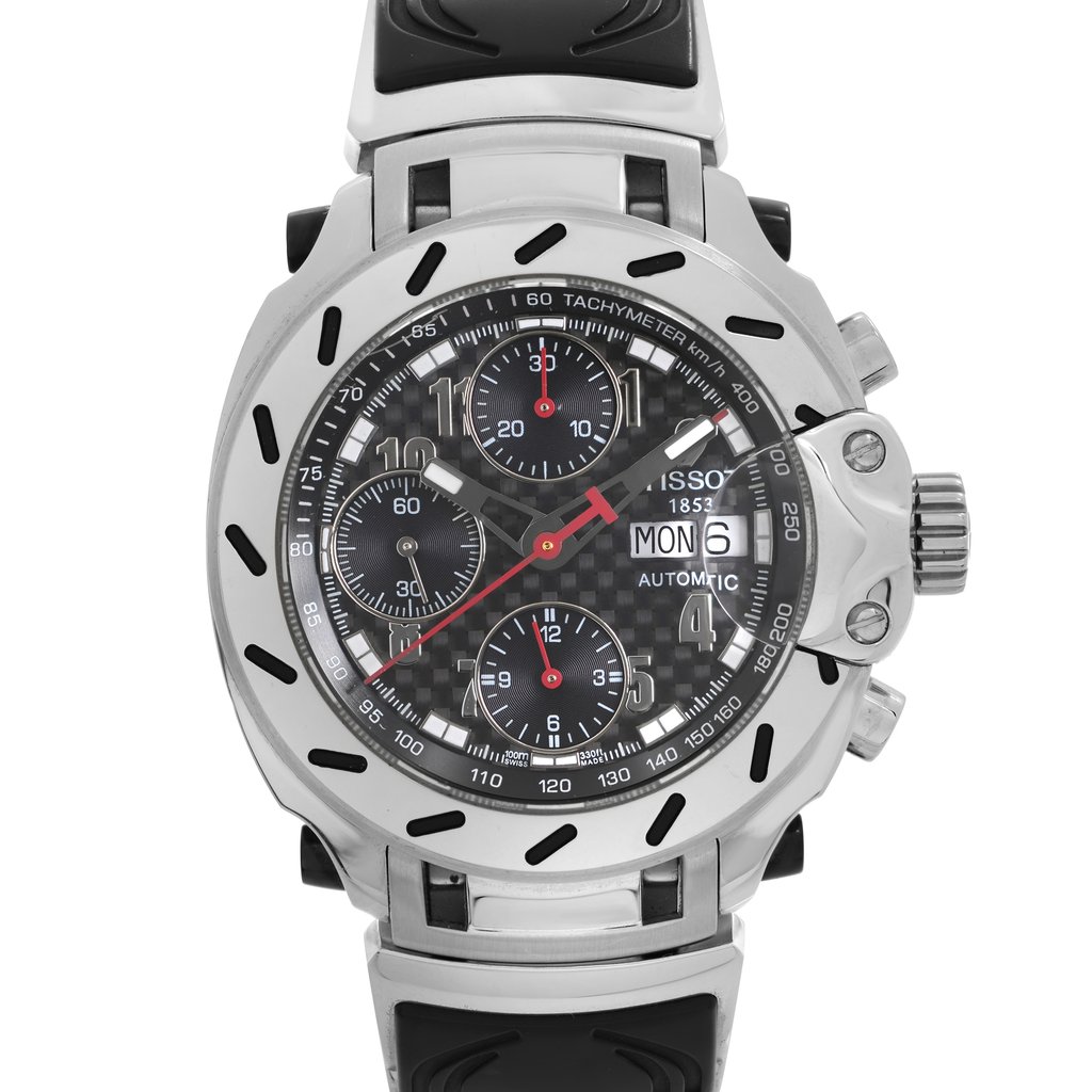 Up Close Front Facing Picture Of Tissot T011.414.17.202.00 Stainless Steel Watch Display Model Condition