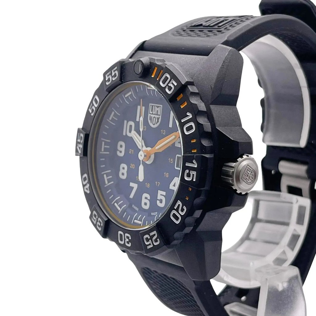 View Of Crown Facing Side Of Luminox  XS.3503.NSF Carbonox Watch Pre Owned Condition