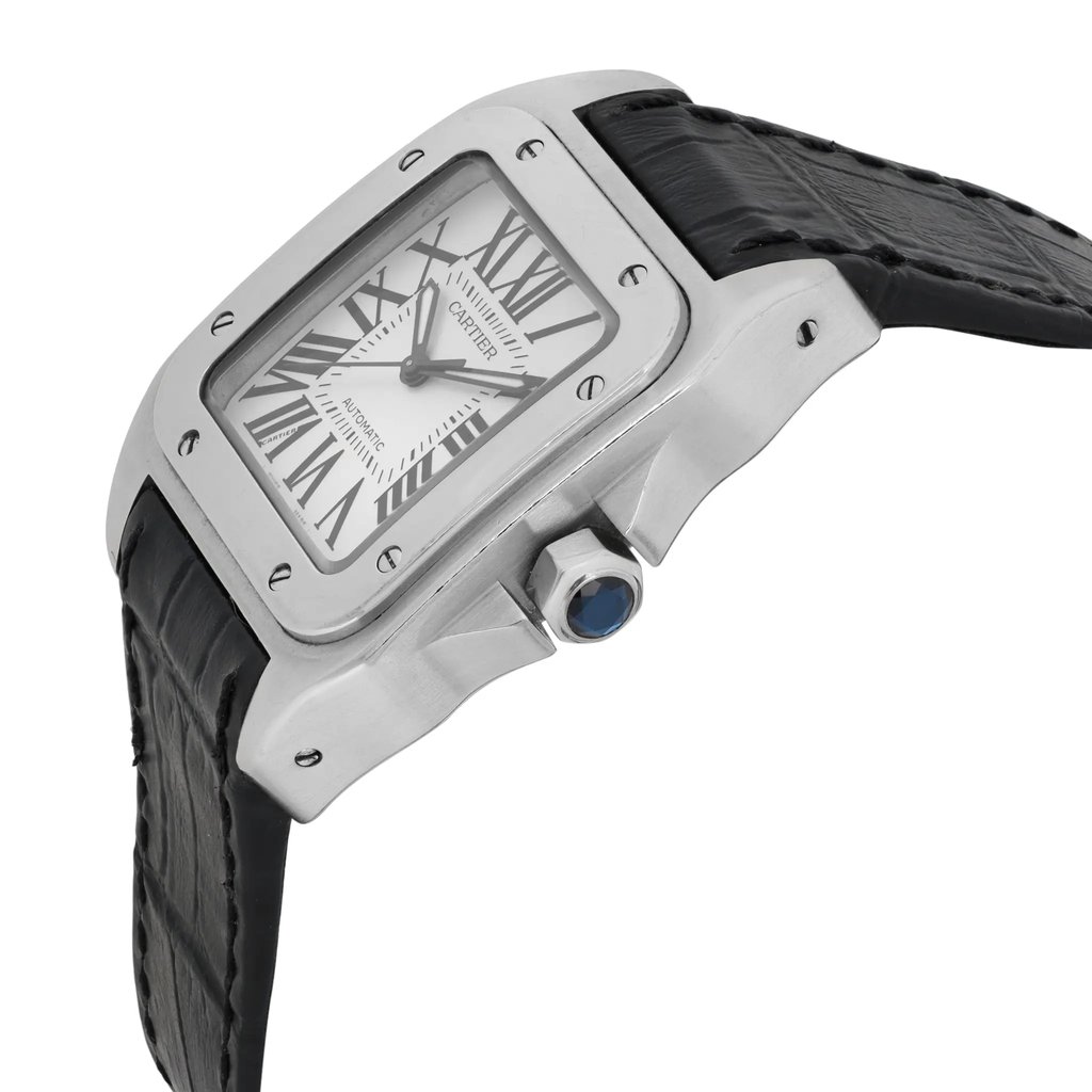 View Of Crown Facing Side Of Cartier 2878 Stainless Steel Watch Pre Owned Condition