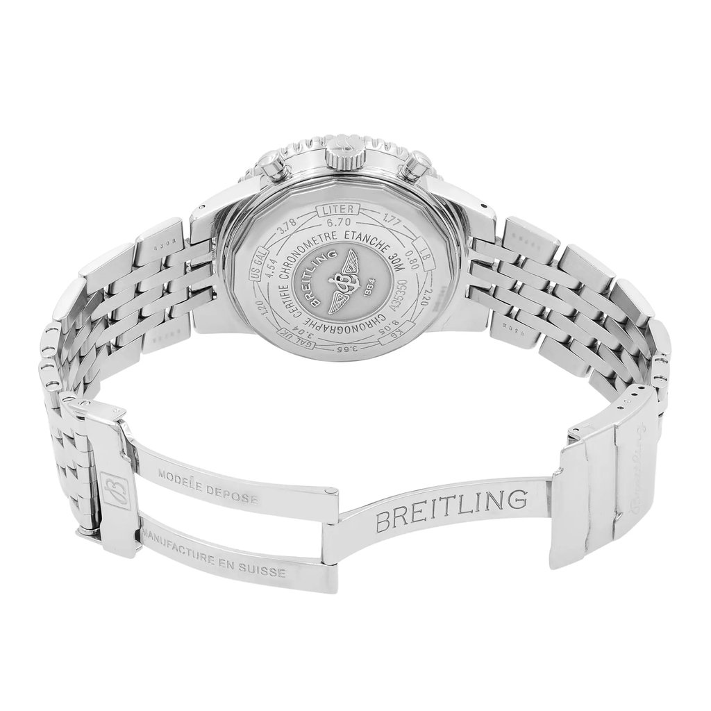 Back View Of {Caseback} Back Case And Open Stainless Steel Band Of Breitling A35350 Watch Pre Owned Condition