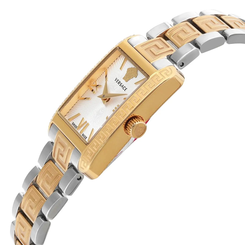 View Of Crown Facing Side Of Versace VE1C00621 Stainless Steel Watch New With Defects Condition