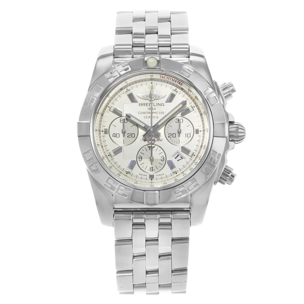 Front Full View Of Breitling AB011012/G684-375A Stainless Steel Watch Display Model Condition {Product Condition}