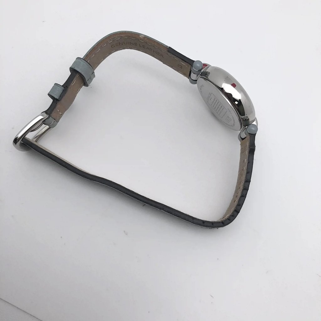 Back View Of Snap Back Case And Open Leather Band Of Coach 14503895 Watch Pre Owned Condition