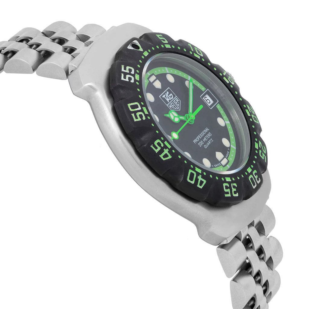 View Of Opposite Crown Facing Side Of TAG Heuer 375.513 Stainless Steel Watch Pre Owned Condition