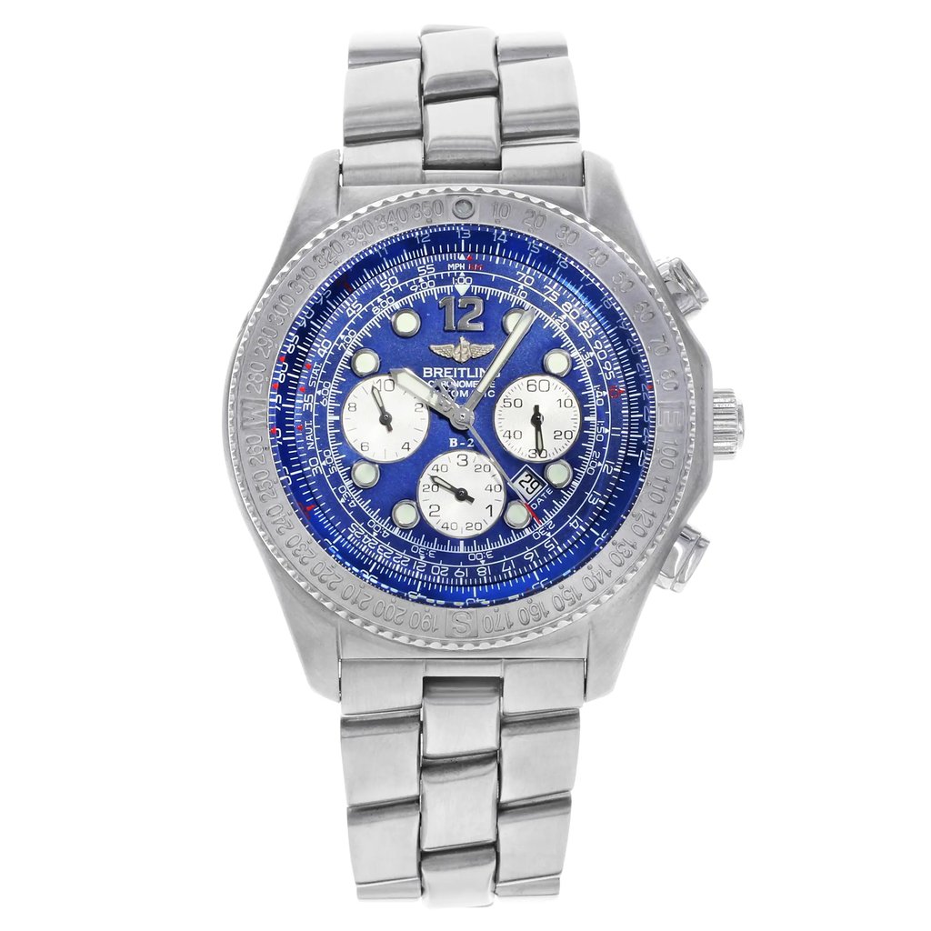Front Full View Of Breitling A42362 Stainless Steel Watch Pre Owned Condition {Product Condition}