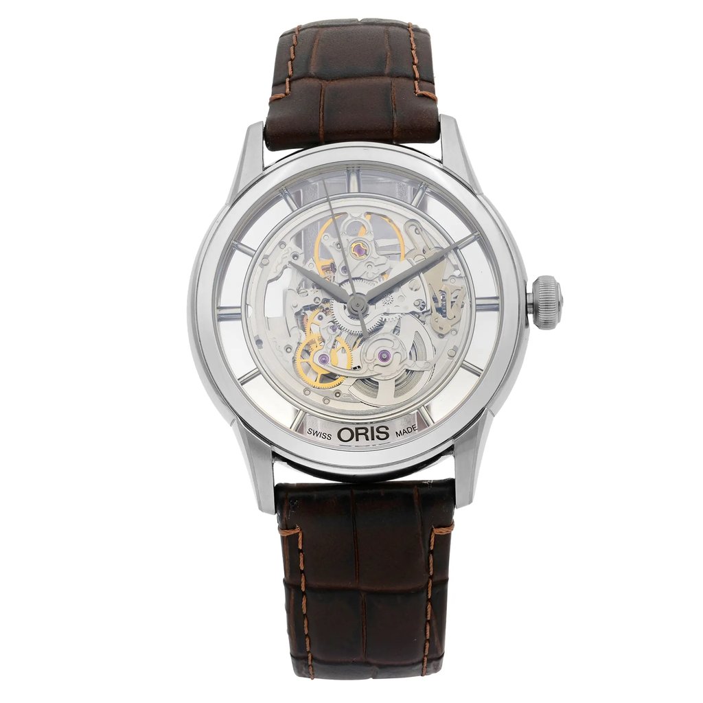 Front Full View Of Oris 01 734 7684 4051-07 1 21 73FC Stainless Steel Watch Display Model Condition {Product Condition}