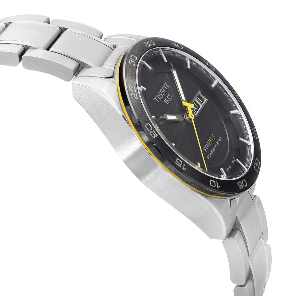 View Of Opposite Crown Facing Side Of Tissot T100.430.11.051.00 Stainless Steel Watch Display Model Condition