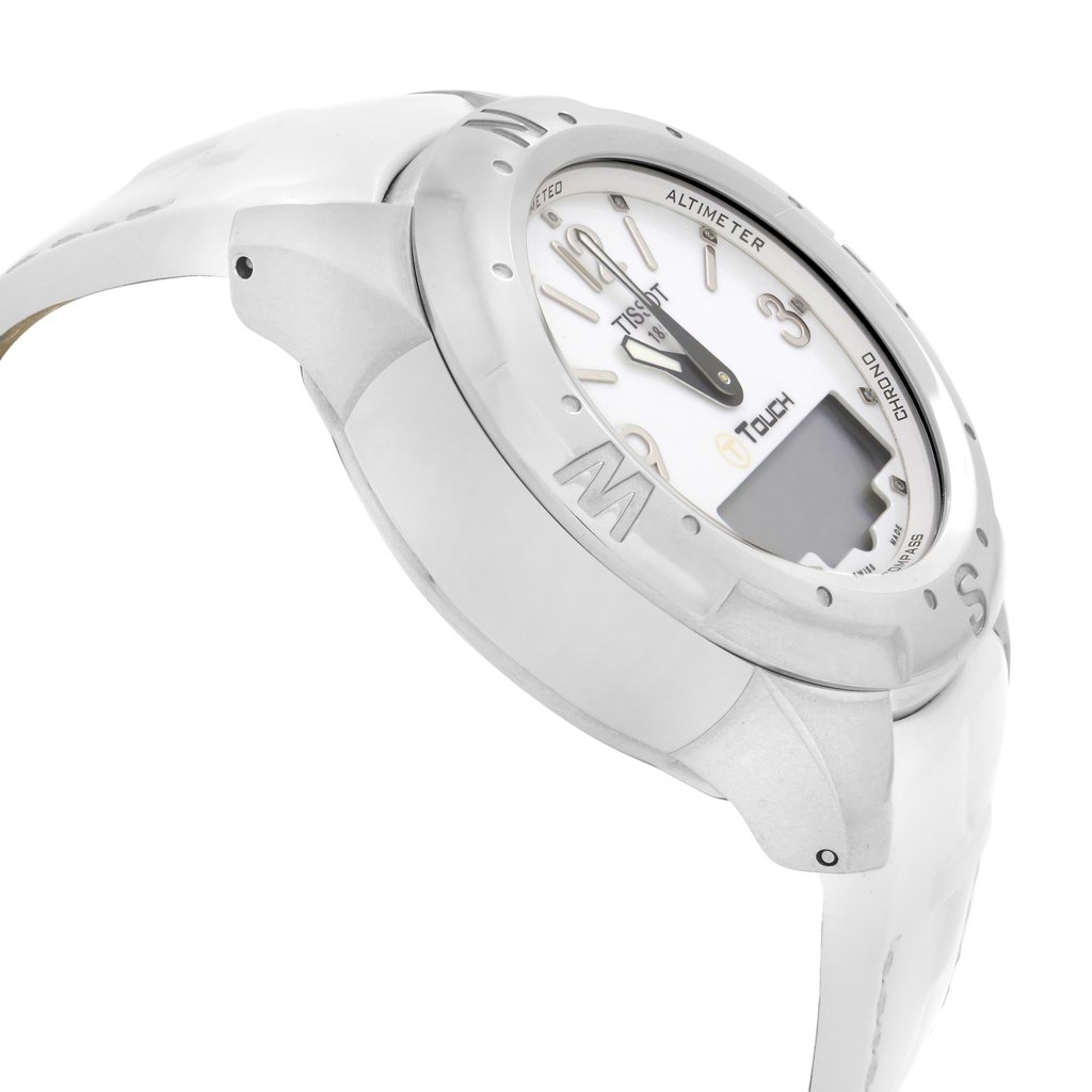 View Of Opposite Crown Facing Side Of Tissot T047.220.46.016.00 Titanium Watch Pre Owned Condition