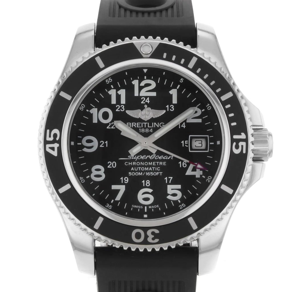 Up Close Front Facing Picture Of Breitling A17365C9/BD67-225 Stainless Steel Watch Pre Owned Condition