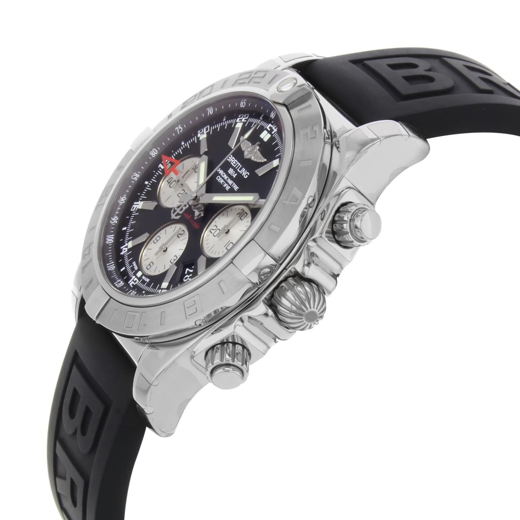 View Of Crown Facing Side Of Breitling AB042011/BB56-153S Stainless Steel Watch Display Model Condition