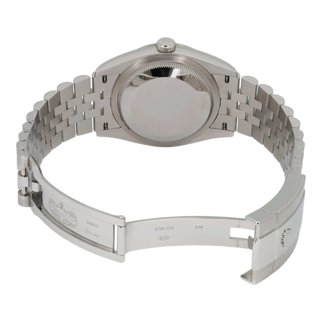 Back View Of Solid Back Case And Open Stainless Steel Band Of Rolex 126234 Watch Pre Owned Condition