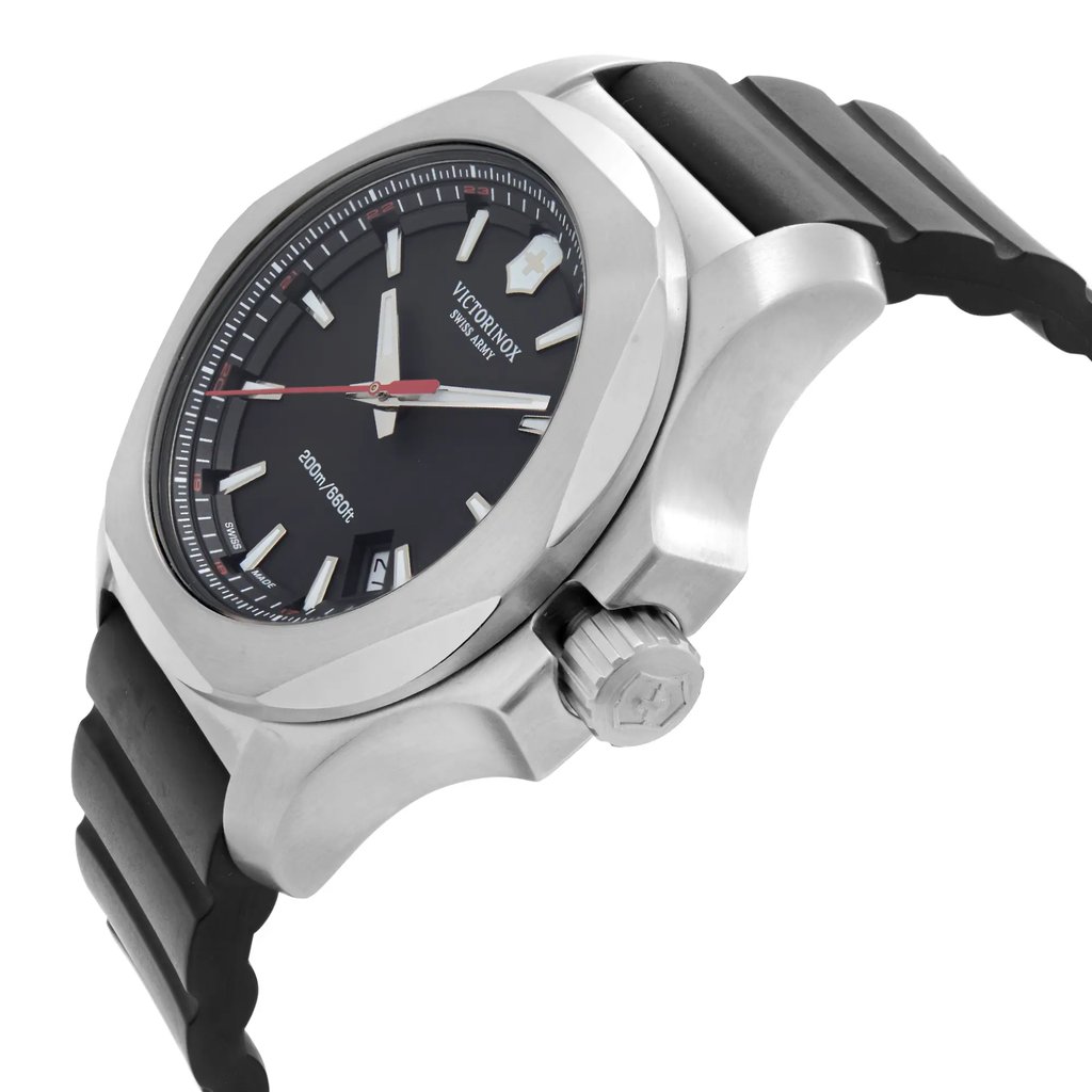 View Of Crown Facing Side Of Victorinox 241682.1 Stainless Steel Watch Display Model Condition