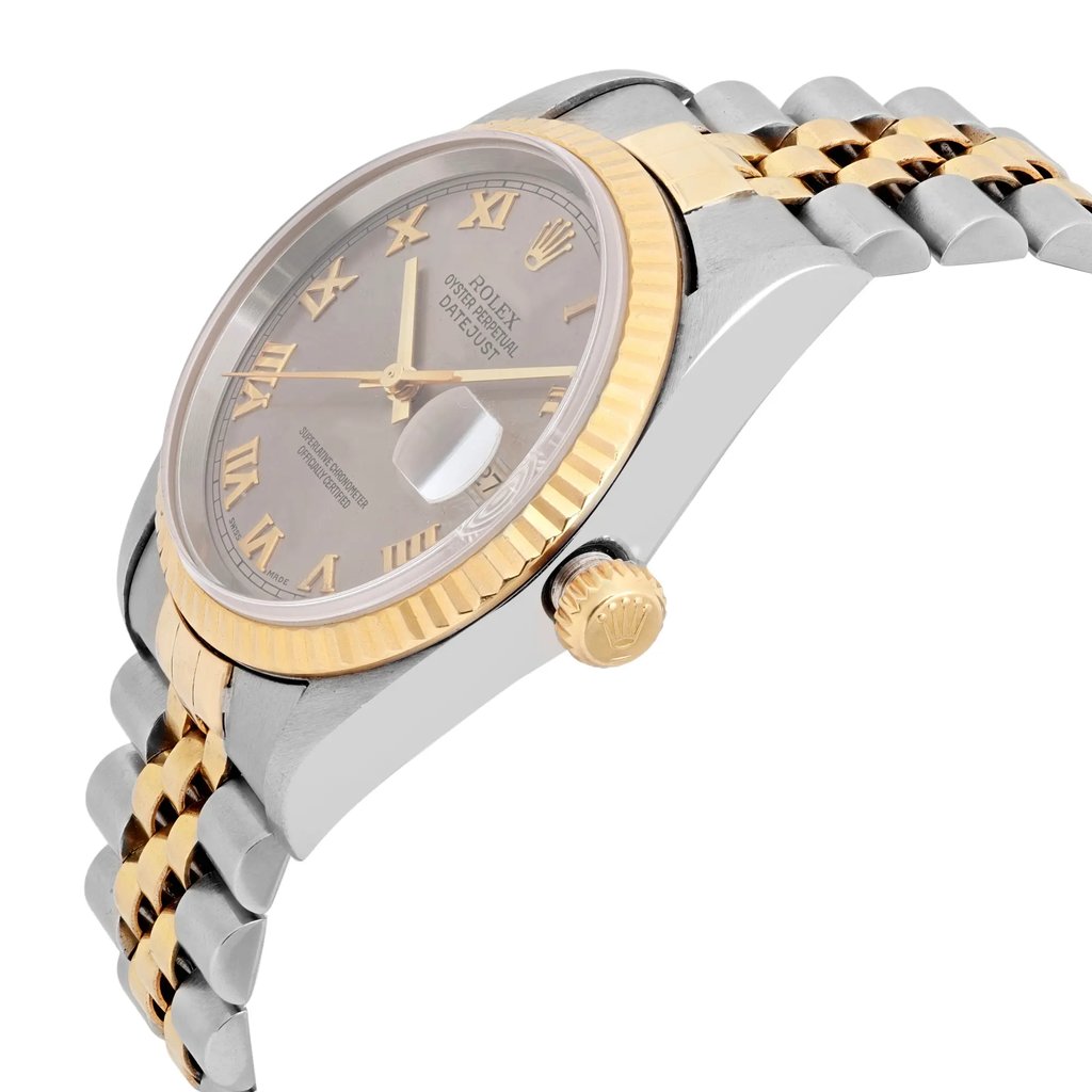View Of Crown Facing Side Of Rolex 16233 Stainless Steel Watch Pre Owned Condition