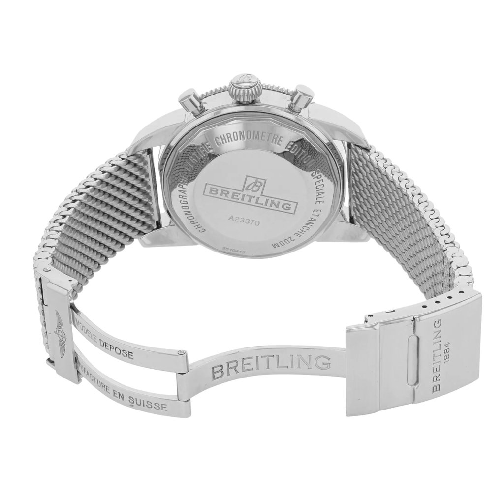 Back View Of {Caseback} Back Case And Open Stainless Steel Band Of Breitling A2337024/BB81-154A Watch Pre Owned Condition