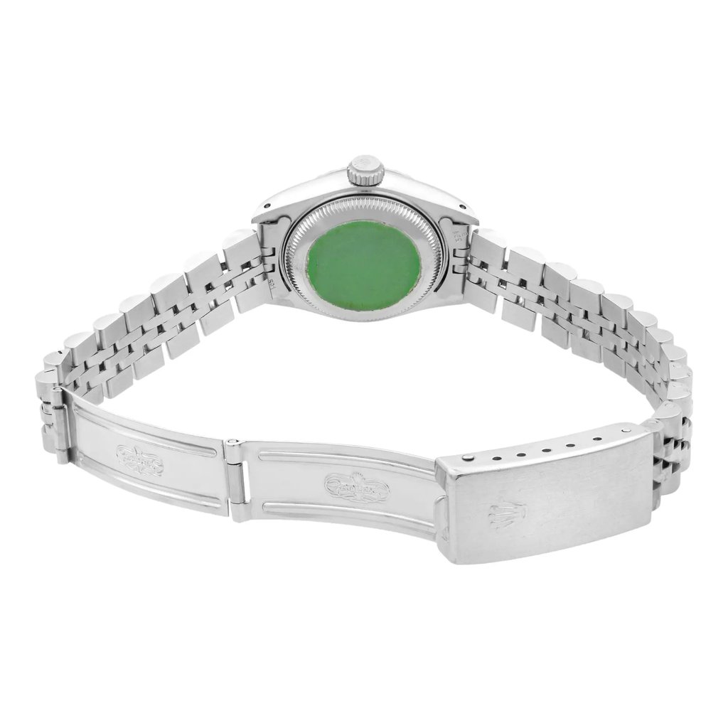 Back View Of {Caseback} Back Case And Open Stainless Steel Band Of Rolex 69240 Watch Pre Owned Condition
