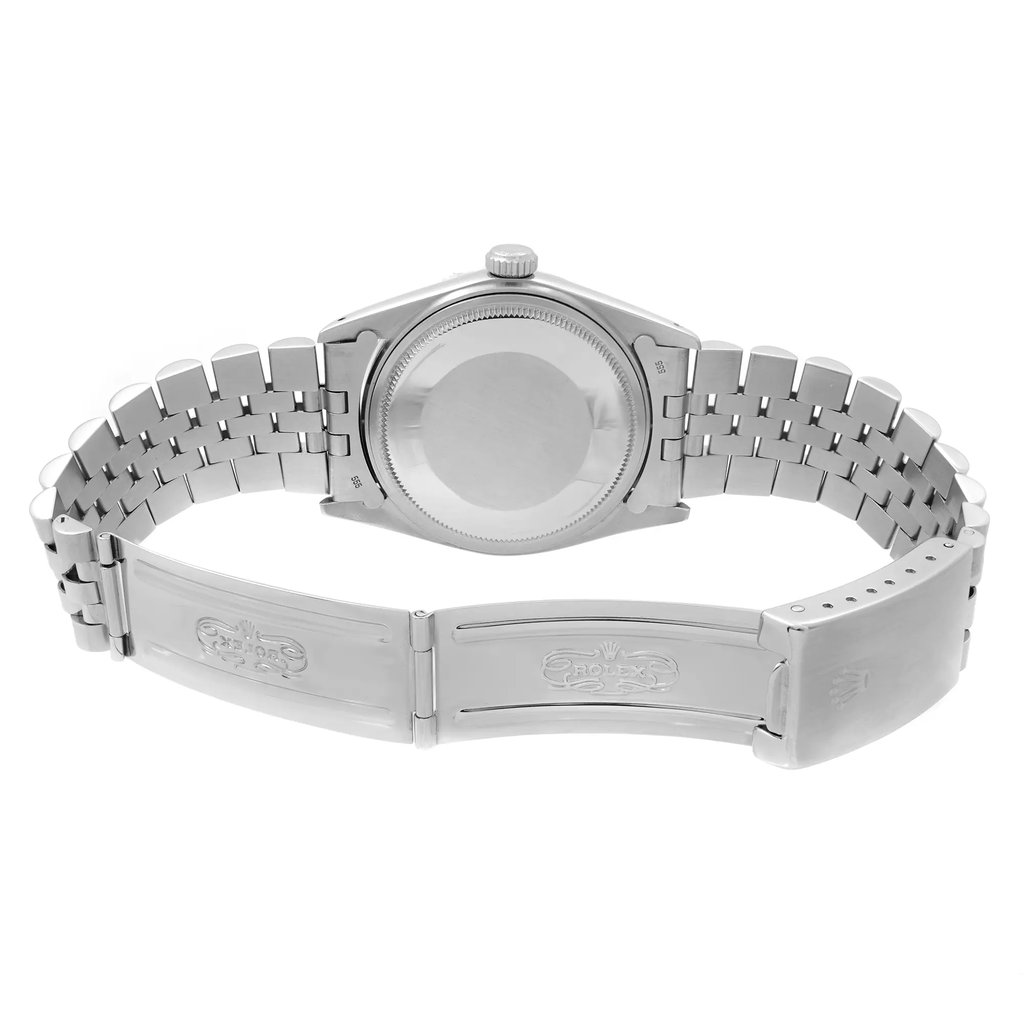 Back View Of Solid Back Case And Open Stainless Steel Band Of Rolex 16014 Watch Pre Owned Condition