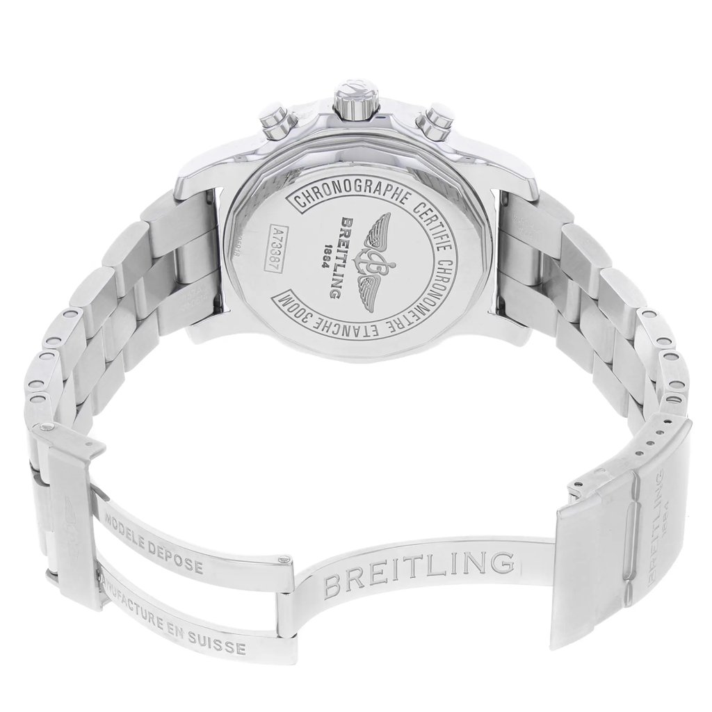 Back View Of {Caseback} Back Case And Open Stainless Steel Band Of Breitling A7338710/BB49-157A Watch Pre Owned Condition