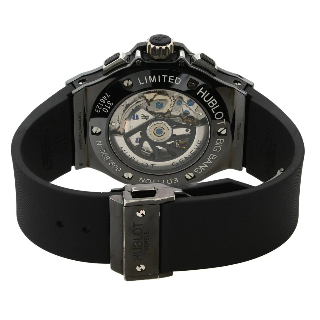 Back View Of {Caseback} Back Case And Closed Rubber Band Of Hublot 310.CM.1110.RX Watch Pre Owned Condition