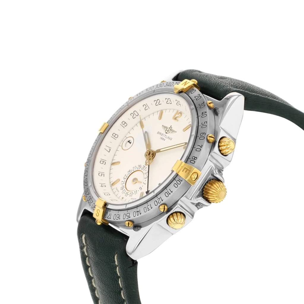 View Of Crown Facing Side Of Breitling B15047 Stainless Steel Watch Pre Owned Condition
