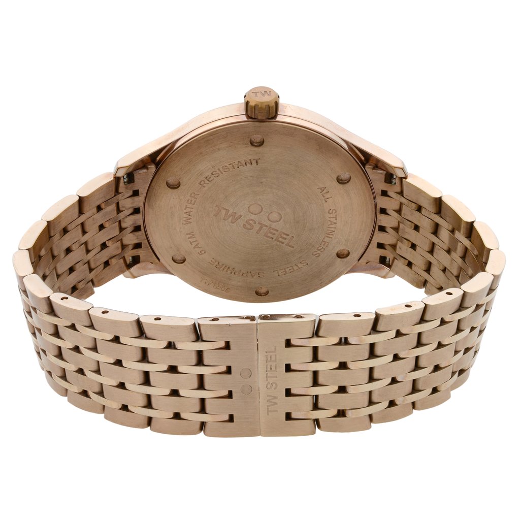 Back View Of Solid Back Case And Closed Stainless Steel Band Of TW Steel TW1309 Watch Pre Owned Condition