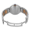 An image of a pre-owned wristwatch, shown from the back view with its clasp open. The watch is positioned upright, displaying its metallic bracelet and the engraved details on the case back. The angle is slightly elevated, offering a clear view of the watch's structure and design from a moderate distance.