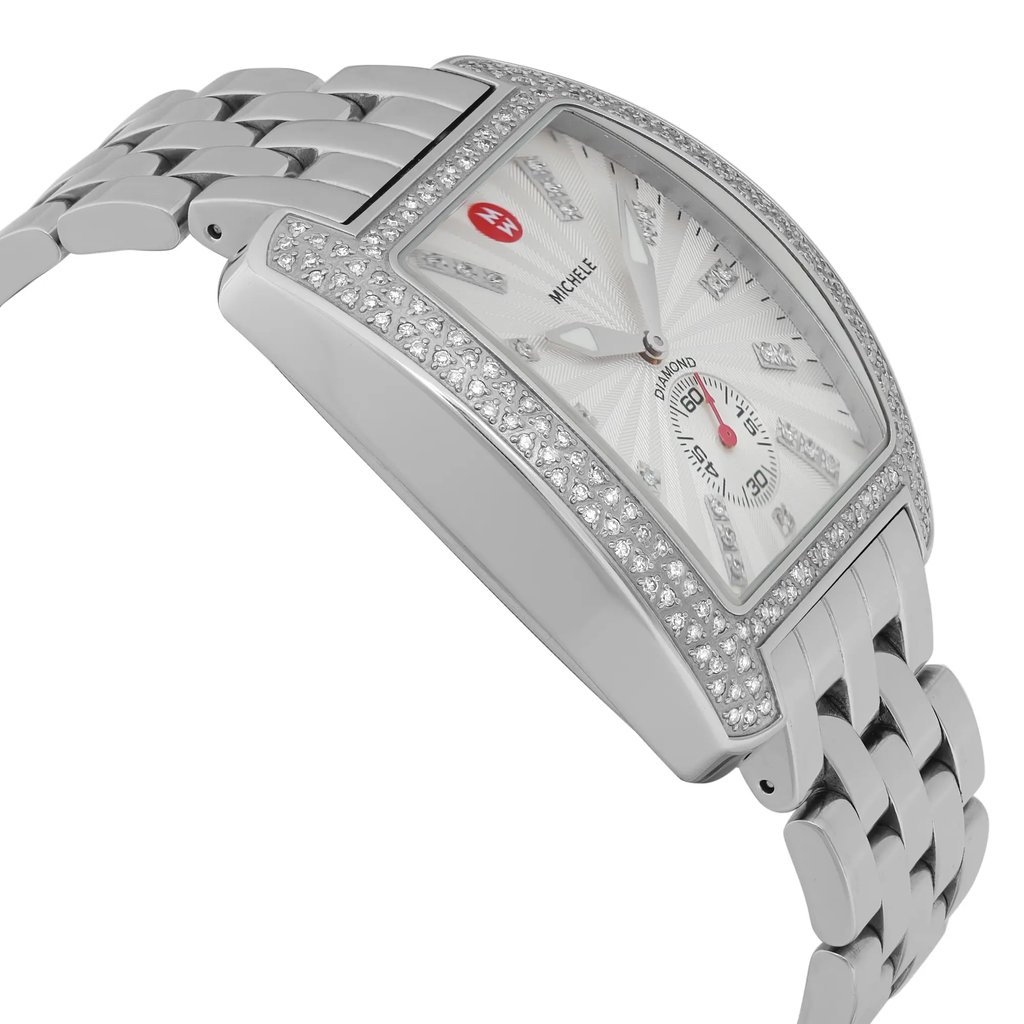 View Of Opposite Crown Facing Side Of MICHELE MWW02T000001 Stainless Steel Watch Pre Owned Condition