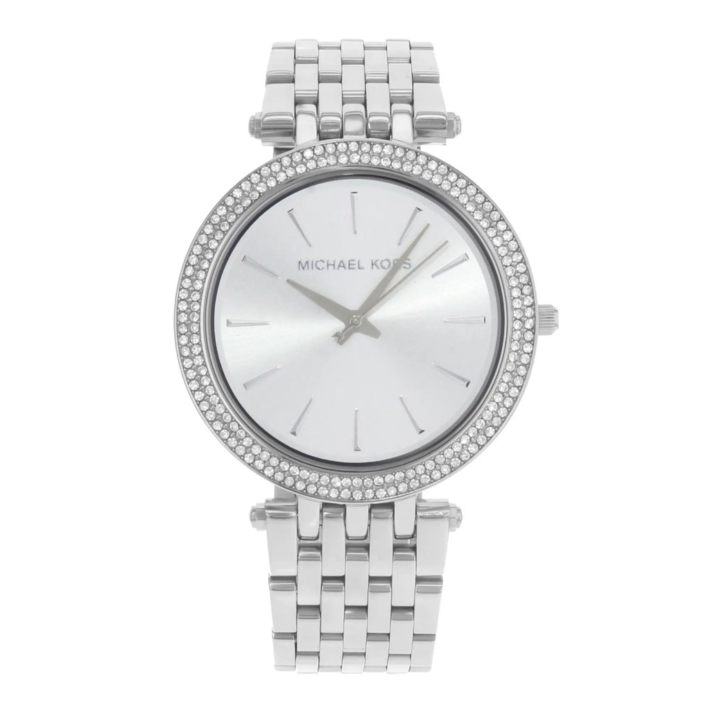 Front Full View Of Michael Kors MK3190 Stainless Steel Watch New With Defects Condition Excellent