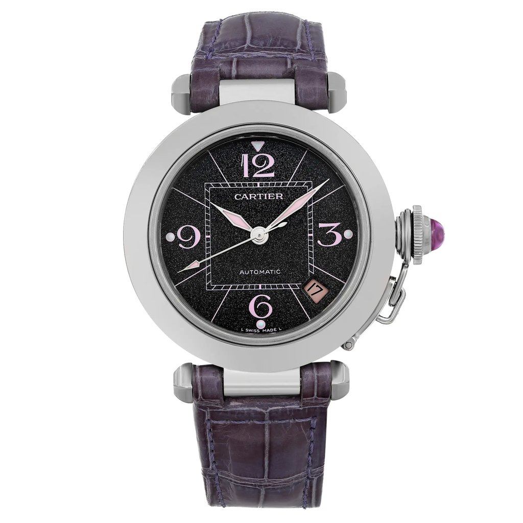 Front Full View Of Cartier 2324 Stainless Steel Watch Pre Owned Condition Good