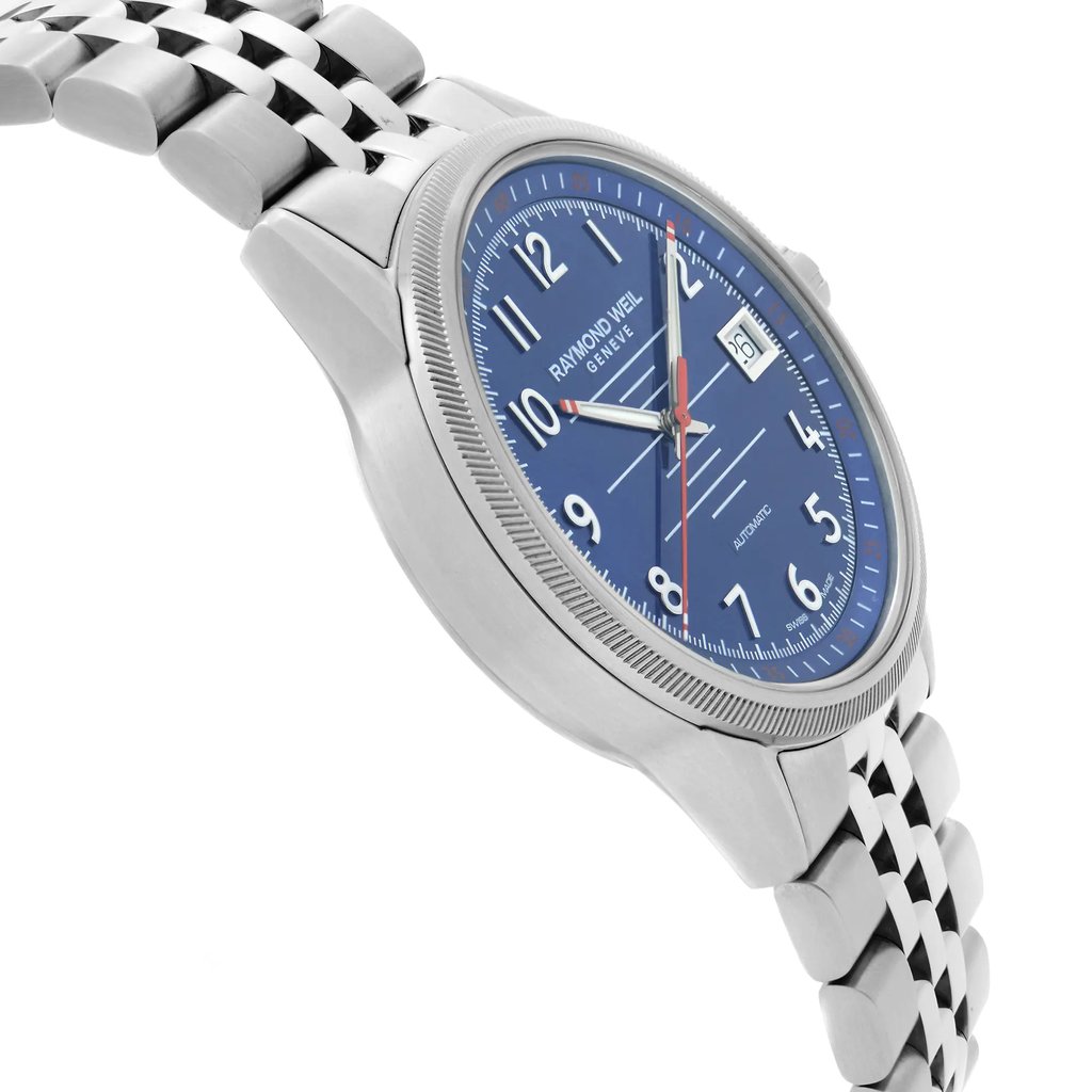 View Of Opposite Crown Facing Side Of RAYMOND WEIL 2754-ST-05500 Stainless Steel Watch Unworn Condition