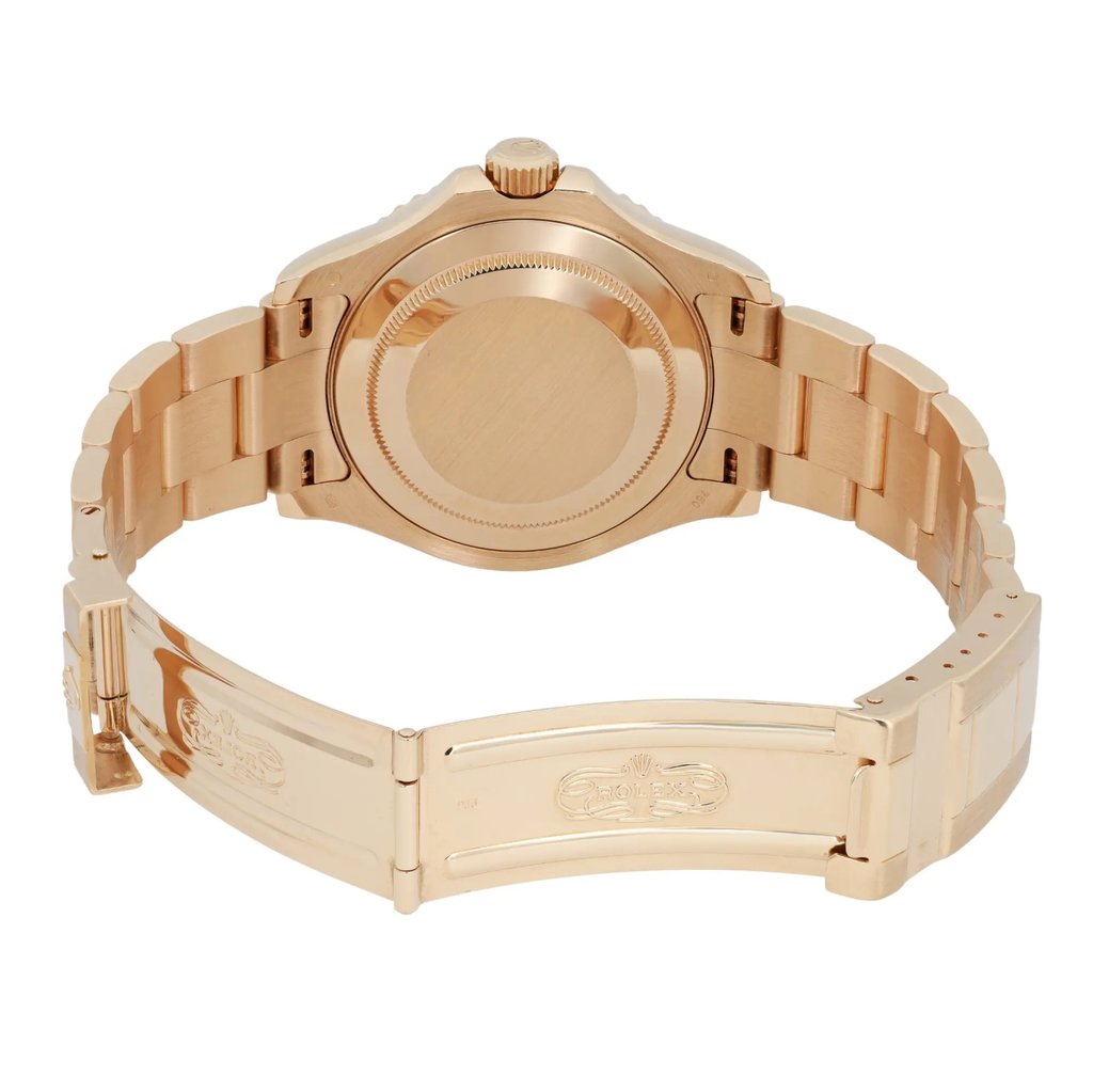 Back View Of Solid Back Case And Open Yellow Gold Band Of Rolex 16628 Watch Pre Owned Condition