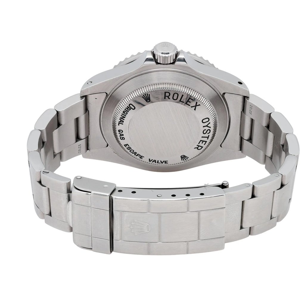 Back View Of Screwback Back Case And Closed Stainless Steel Band Of Rolex 16600 Watch Pre Owned Condition