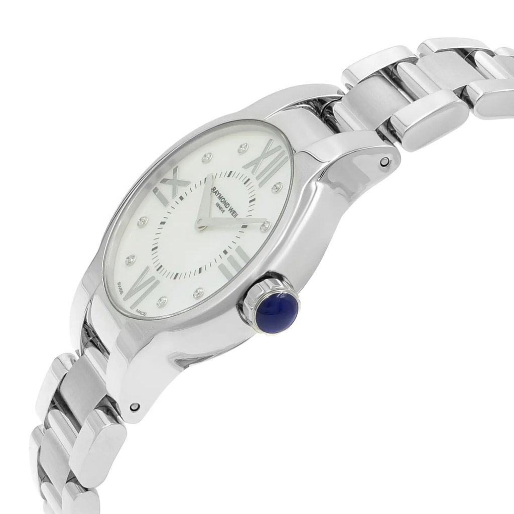 View Of Crown Facing Side Of RAYMOND WEIL 5932-ST-00995 Stainless Steel Watch Pre Owned Condition