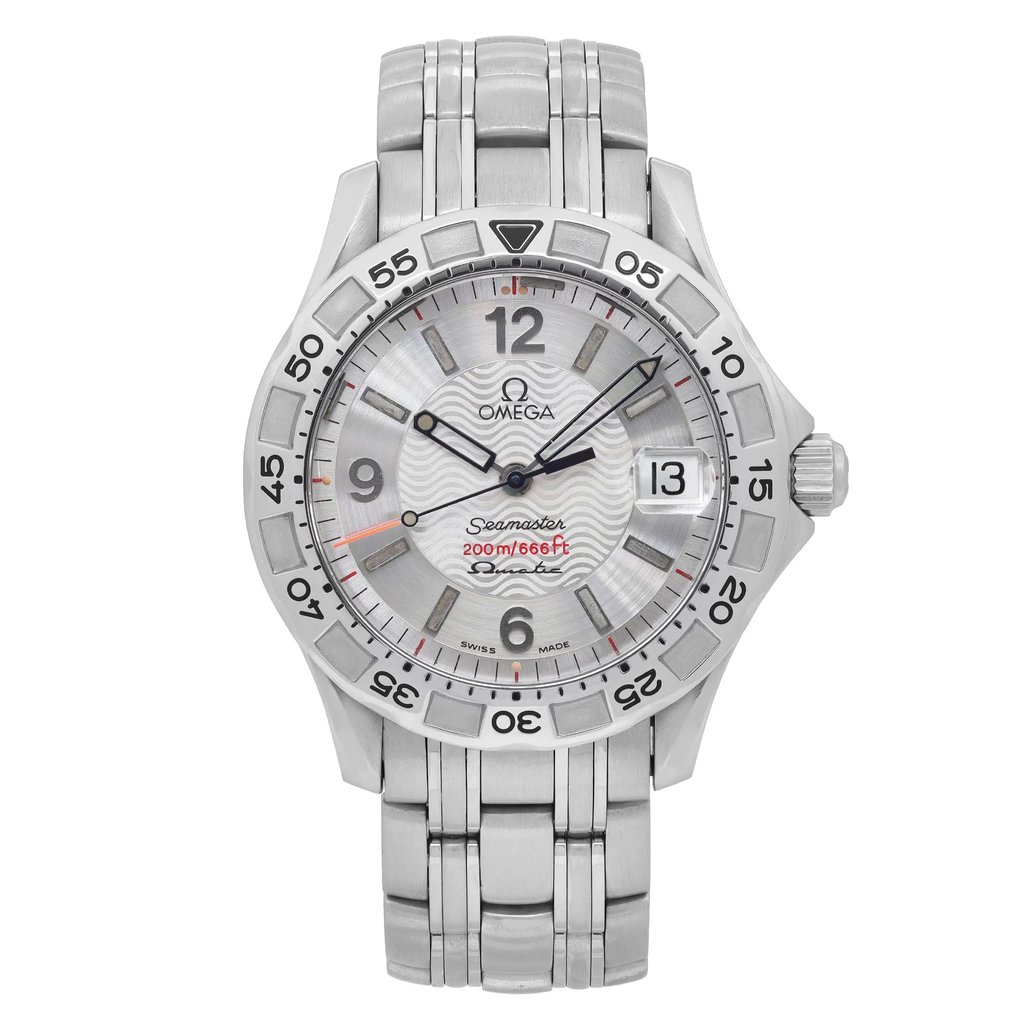 Front Full View Of Omega 2514.30.00 Stainless Steel Watch Pre Owned Condition Fair