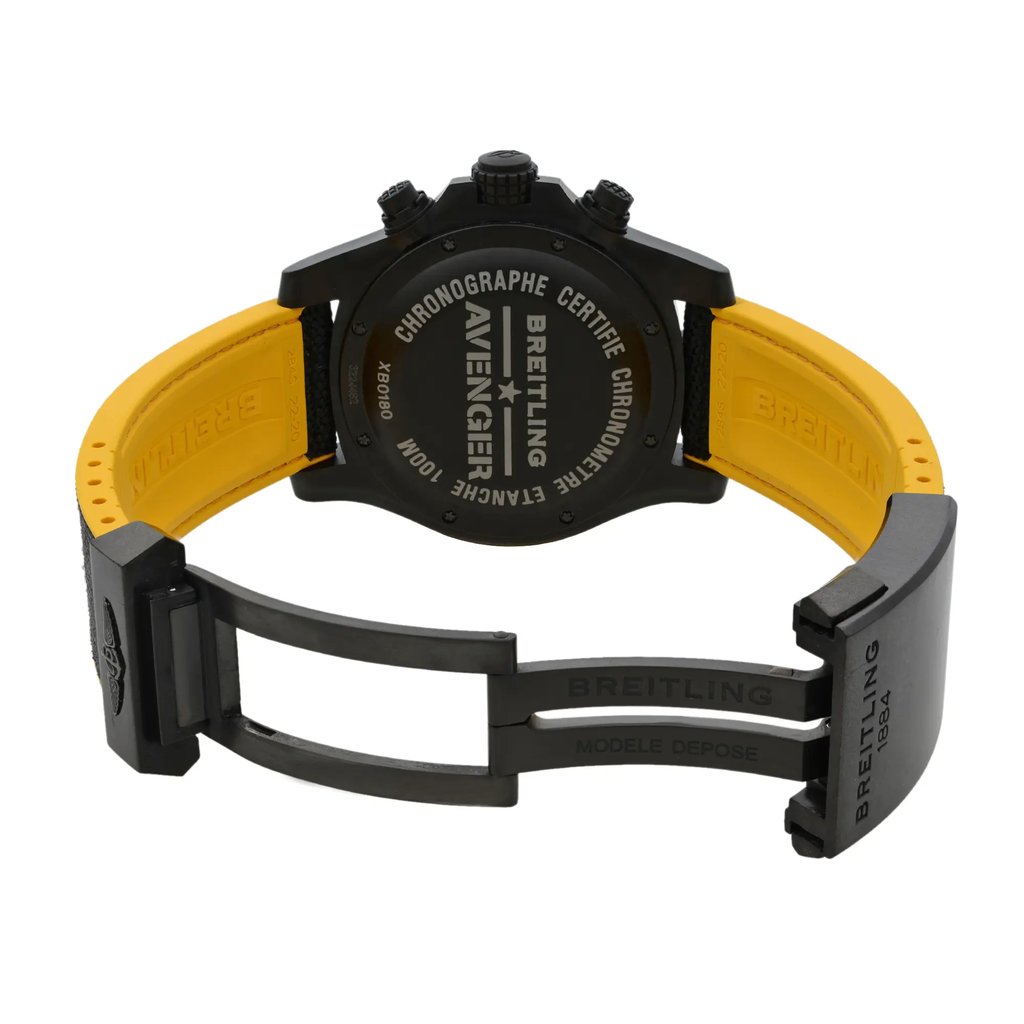 Back View Of {Caseback} Back Case And Open Rubber Band Of Breitling XB0180E4/BF31-284S Watch Pre Owned Condition