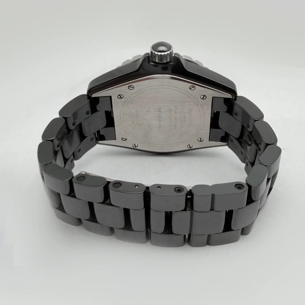 Back View Of {Caseback} Back Case And Closed Ceramic Band Of Chanel H0685 Watch Pre Owned Condition