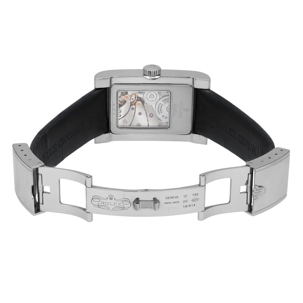 Back View Of Exhibition Back Case And Open Leather Band Of Rolex 5441 Watch Pre Owned Condition