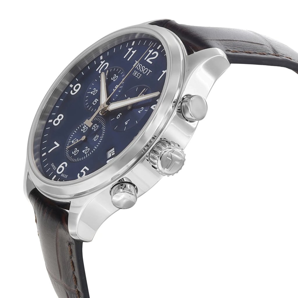 View Of Crown Facing Side Of Tissot T116.617.16.047.00 Stainless Steel Watch Display Model Condition