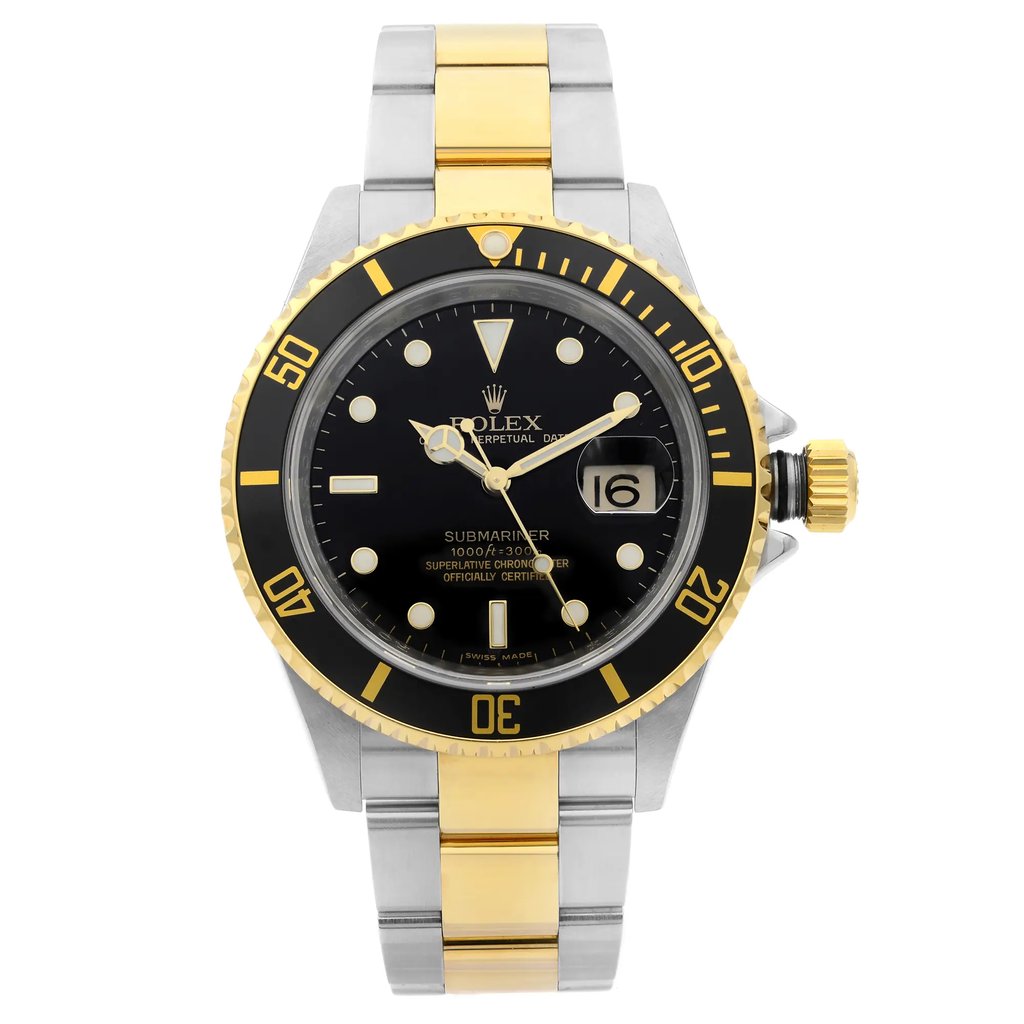 Front Full View Of Rolex 16613LN Stainless Steel Watch Pre Owned Condition Good