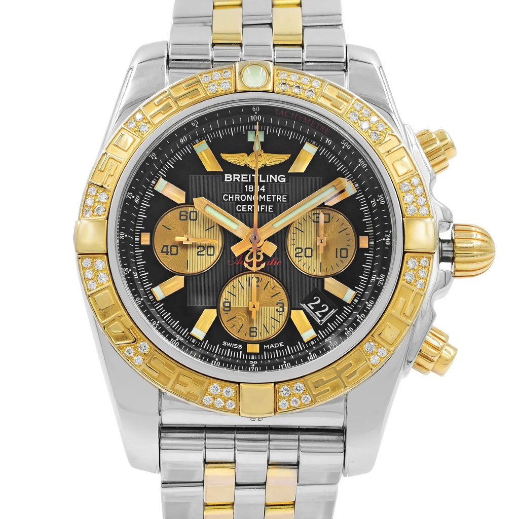 Up Close Front Facing Picture Of Breitling CB0110AA/B968-375C Stainless Steel Watch Pre Owned Condition