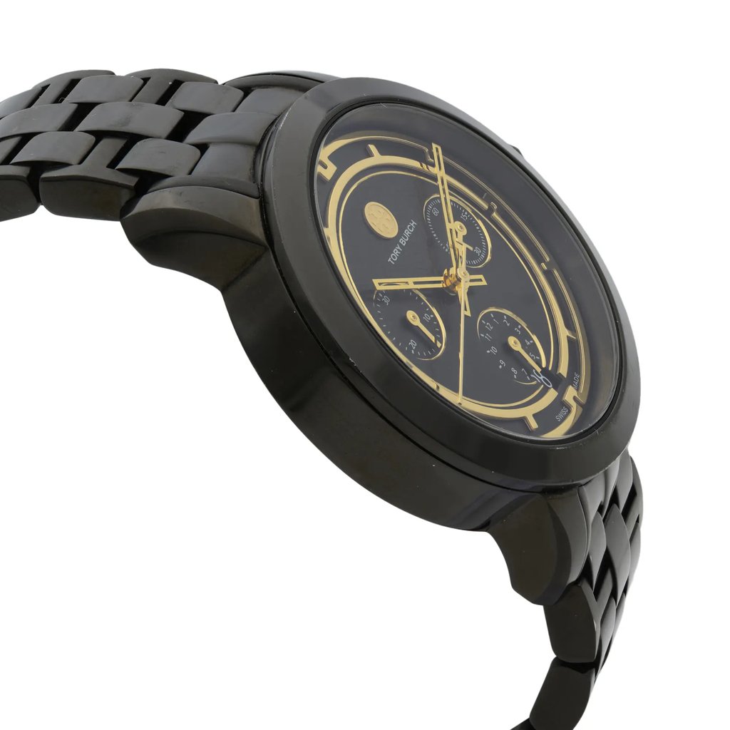 View Of Opposite Crown Facing Side Of Tory Burch TRB1025 Stainless Steel Watch Pre Owned Condition